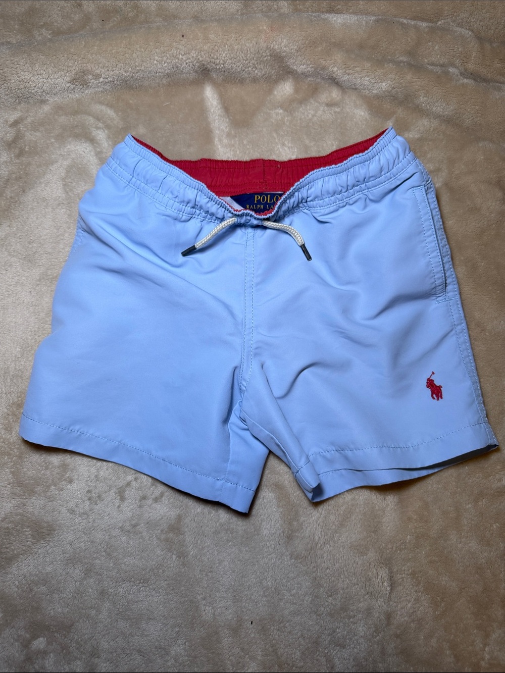 Polo by Ralph Lauren Light Blue Swim Shorts with Red Logo